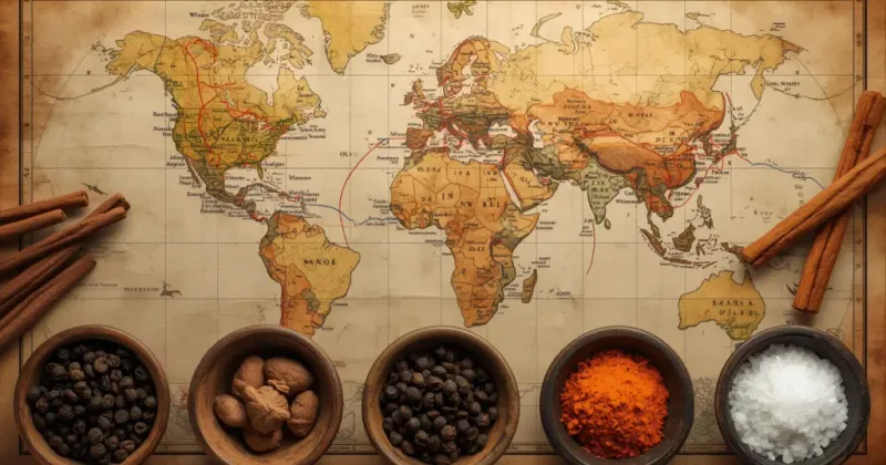 Spices (Pepper, Nutmeg, Cinnamon)