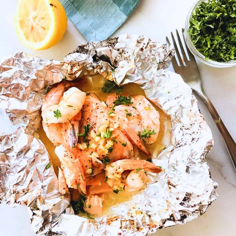 Garlic Butter Shrimp Foil Packets