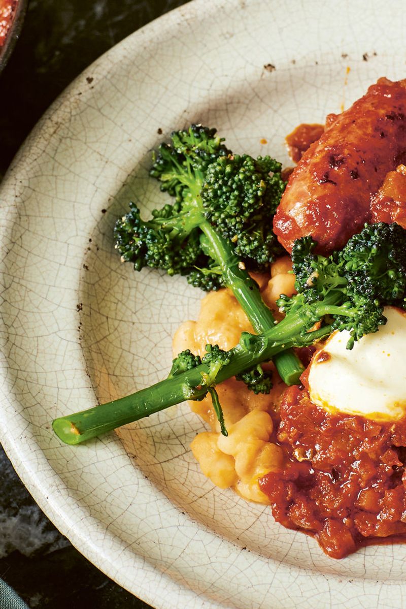 Spicy Nduja Sausage with Roasted Garlic Mash