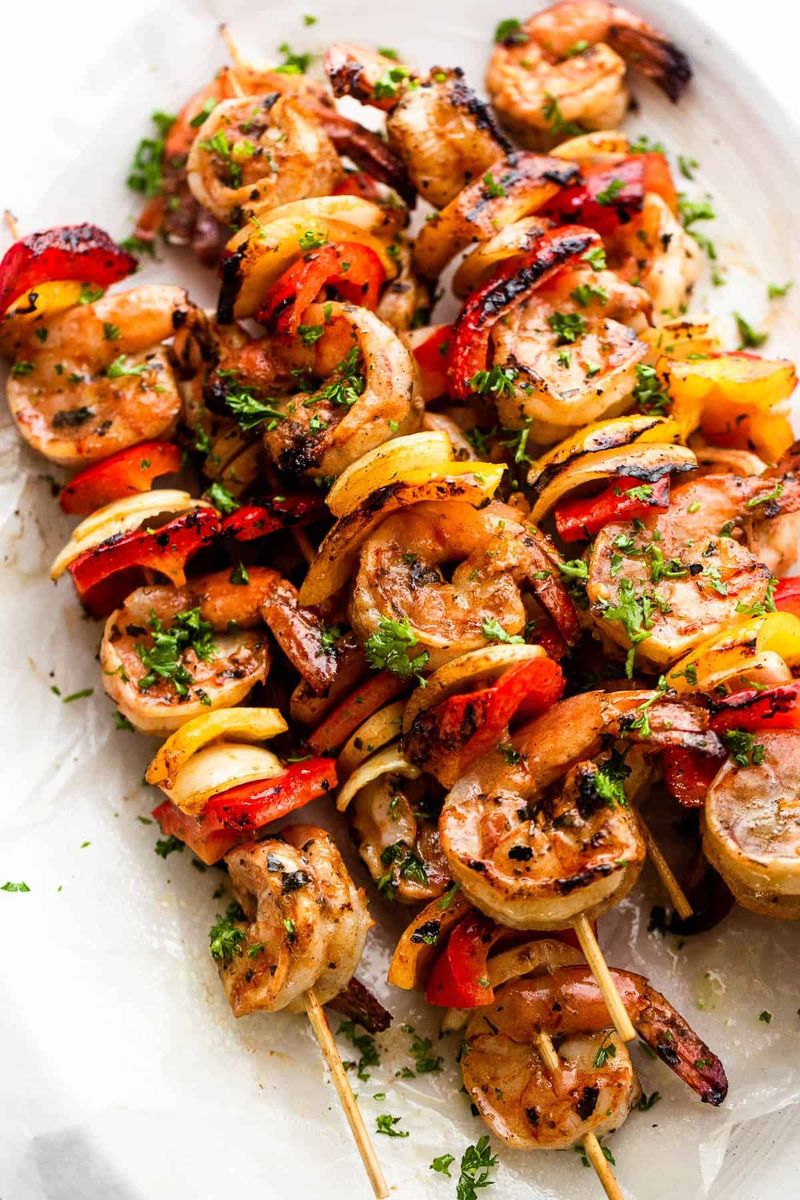 Pepper and Shrimp Skewers on the Grill