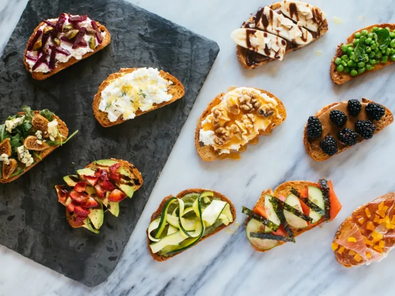 Crostini Board With Fancy Topping Combinations