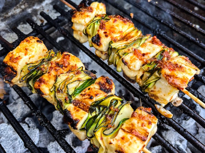 Courgette And Halloumi Skewers