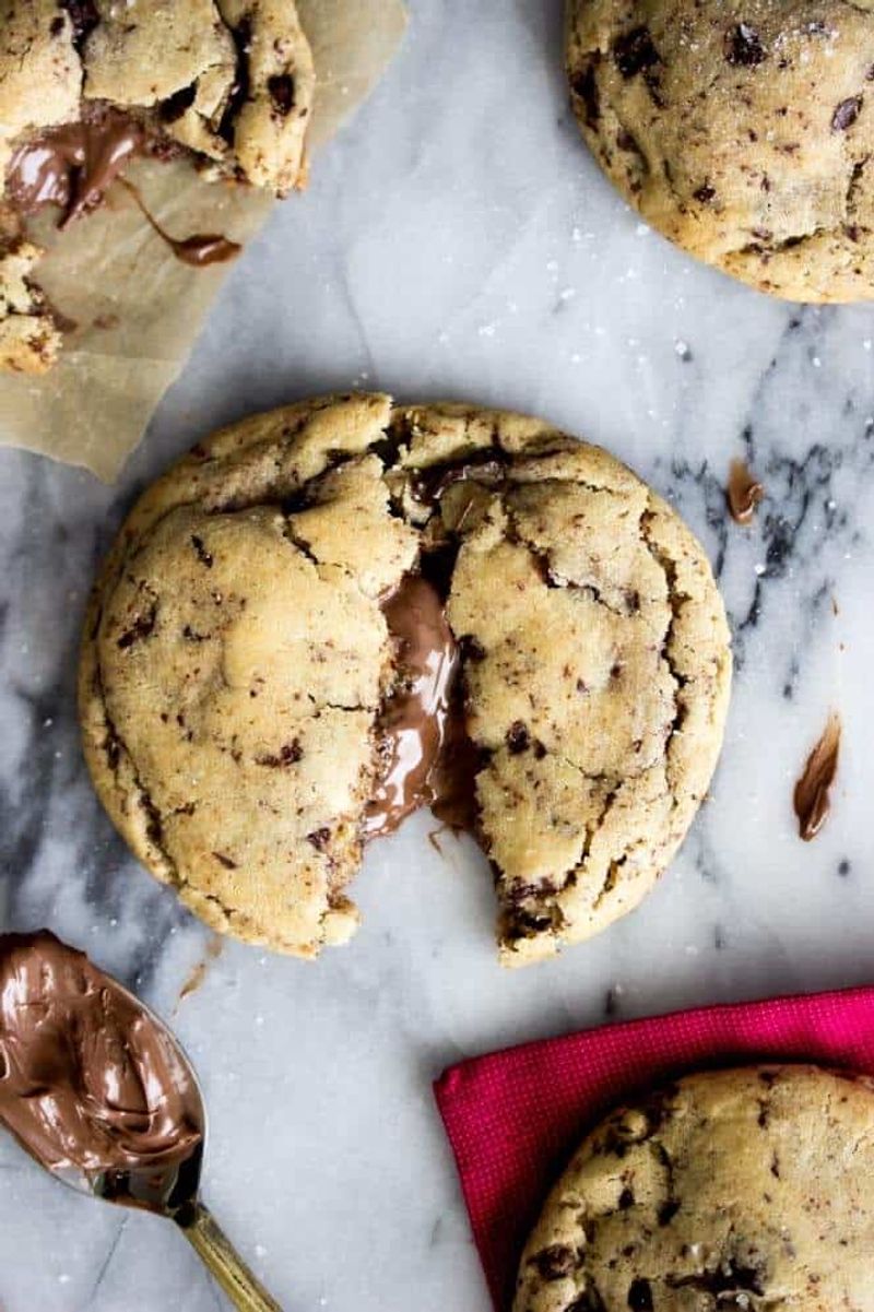 Nutella Stuffed Chocolate Chip Cookies