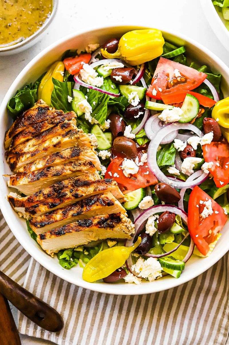 Greek Salad with Lemon Herb Chicken