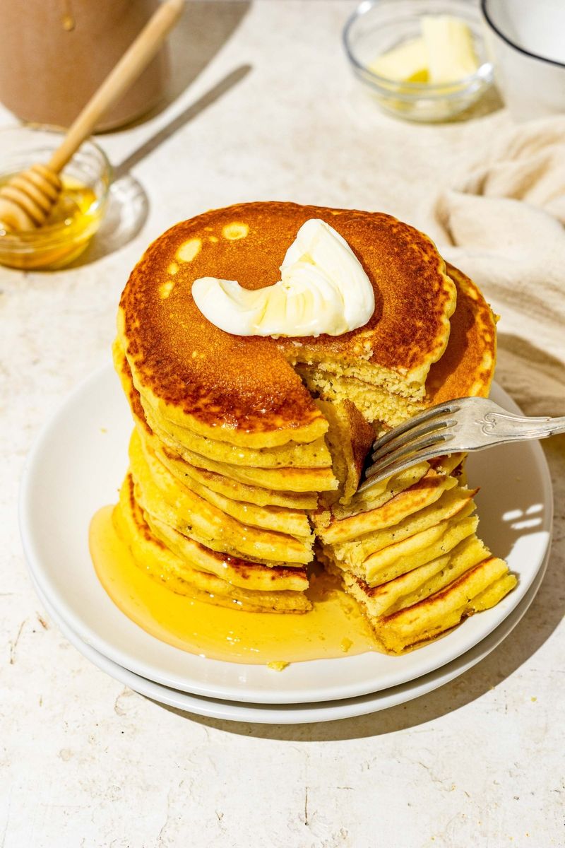 Cornmeal Pancakes with Honey Butter