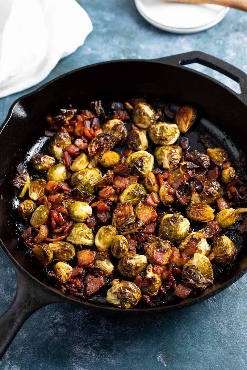 Pan-Roasted Brussels Sprouts With Bacon Bits