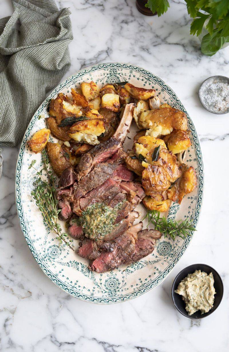 Pan-Seared Steak With Herb Butter And Crust