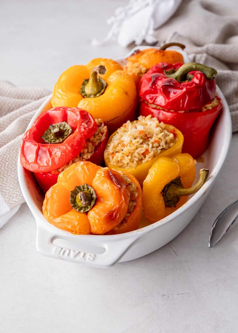 Crispy Rice Stuffed Peppers