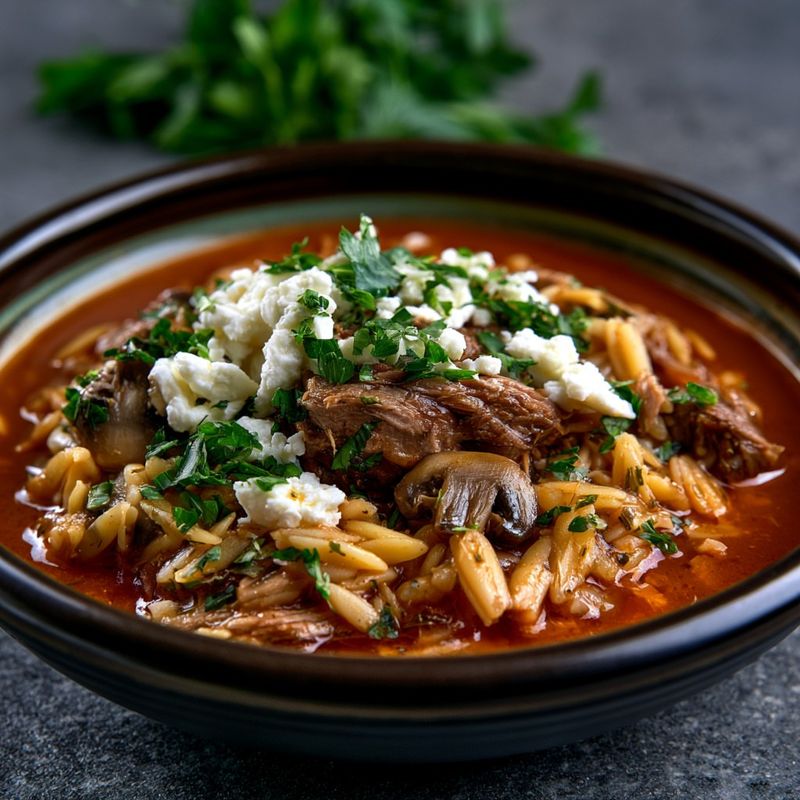 Kritharaki me Arni Soupa (Lamb and Orzo Soup)