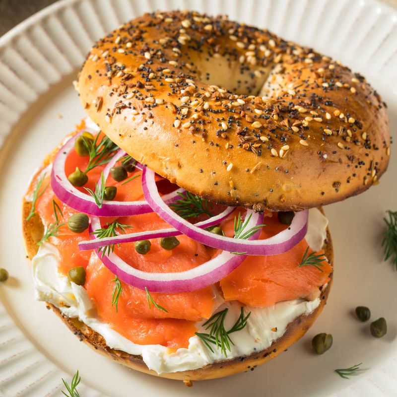 Bagel with Smoked Salmon, Cream Cheese, and Capers