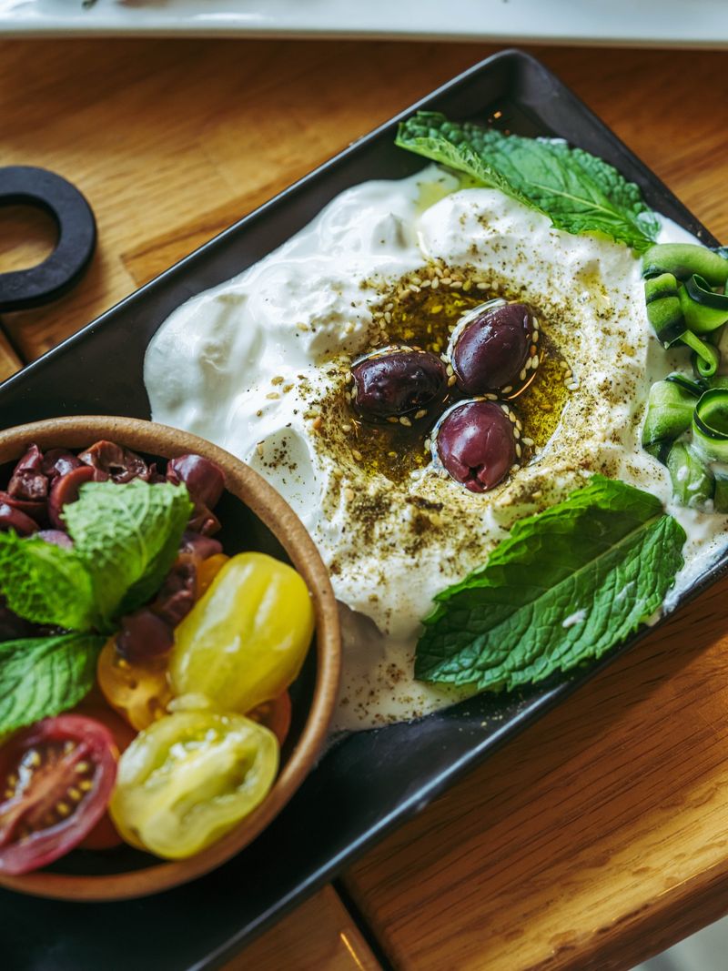 Lebanese Labneh Plate with Za'atar and Olives