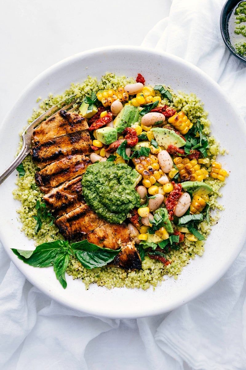 Pesto Chicken and Sun-Dried Tomato Couscous Bowl