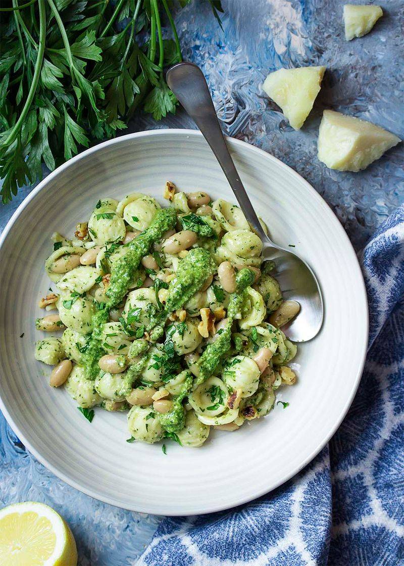 Pesto Pasta with White Beans