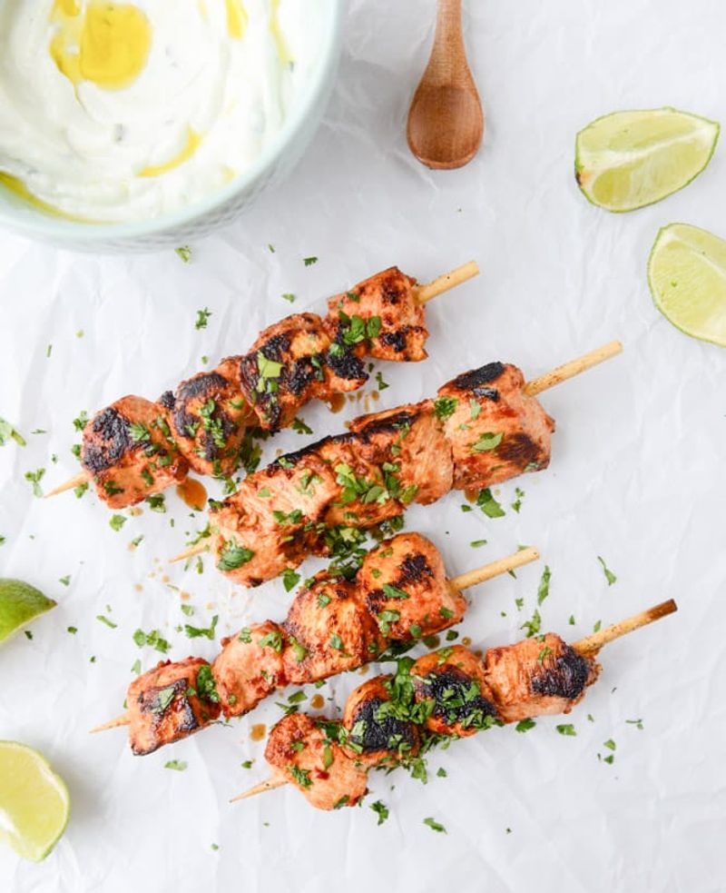 Grilled Chicken Shish with Yogurt Dip