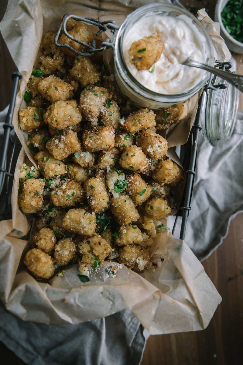 Truffle Parmesan Nuggets with White Peony Tea