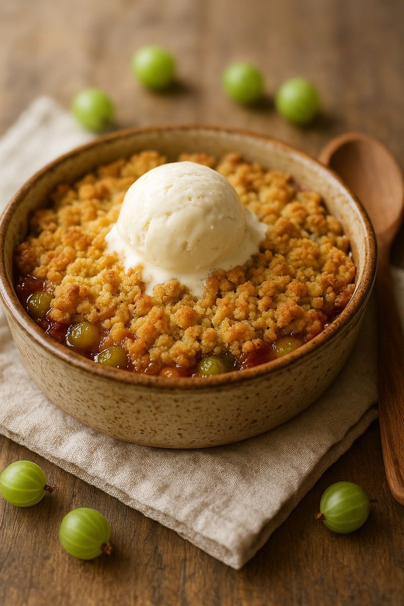 Gooseberry and Elderflower Crumble