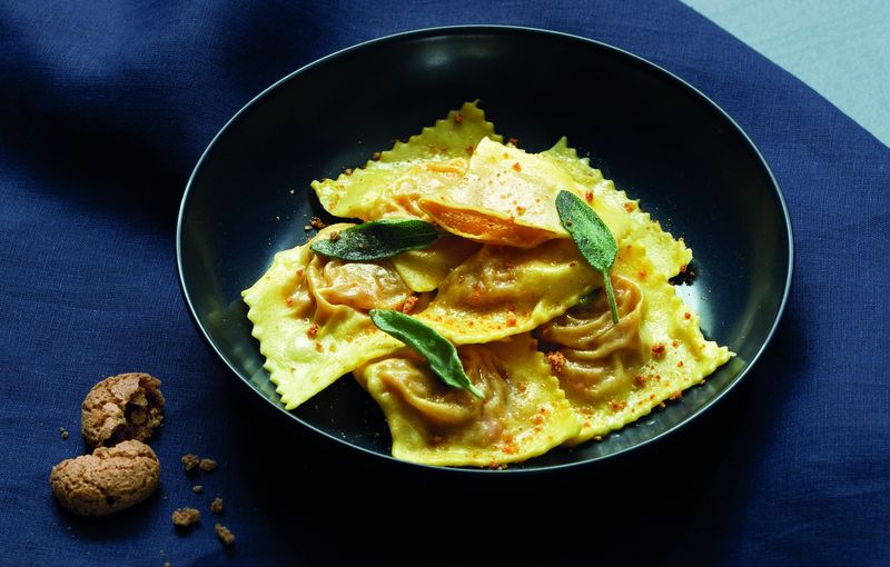 Pumpkin and Amaretti Cookie Ravioli