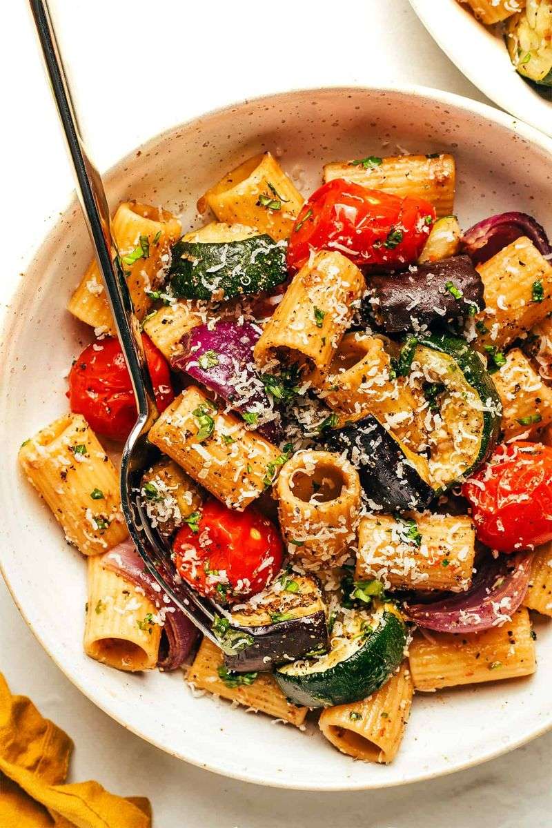 Pasta Tossed With Leftover Roasted Vegetables