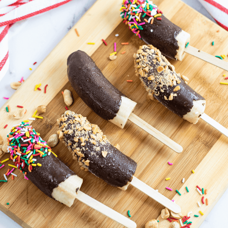 Frozen Banana Pops Dipped In Chocolate