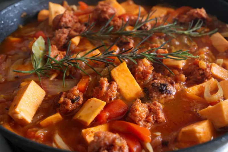 Sweet Potato Mash with Chorizo and Smoked Paprika