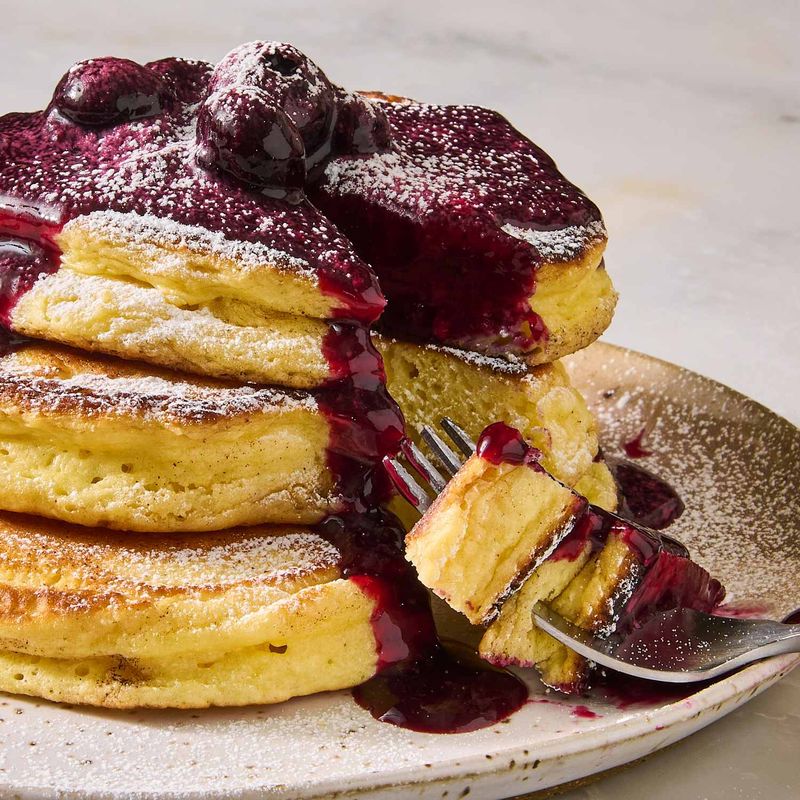 Ricotta Pancake Stacks with Berry Compote