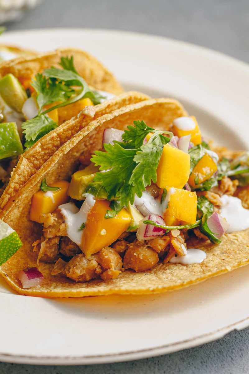 Tempeh Tacos with Mango Salsa