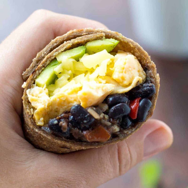 Black Bean and Egg Breakfast Burrito