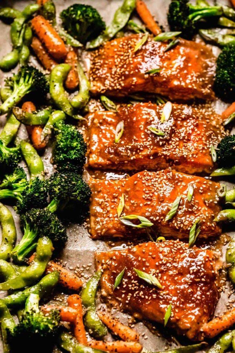 Miso Glazed Salmon with Edamame and Carrots