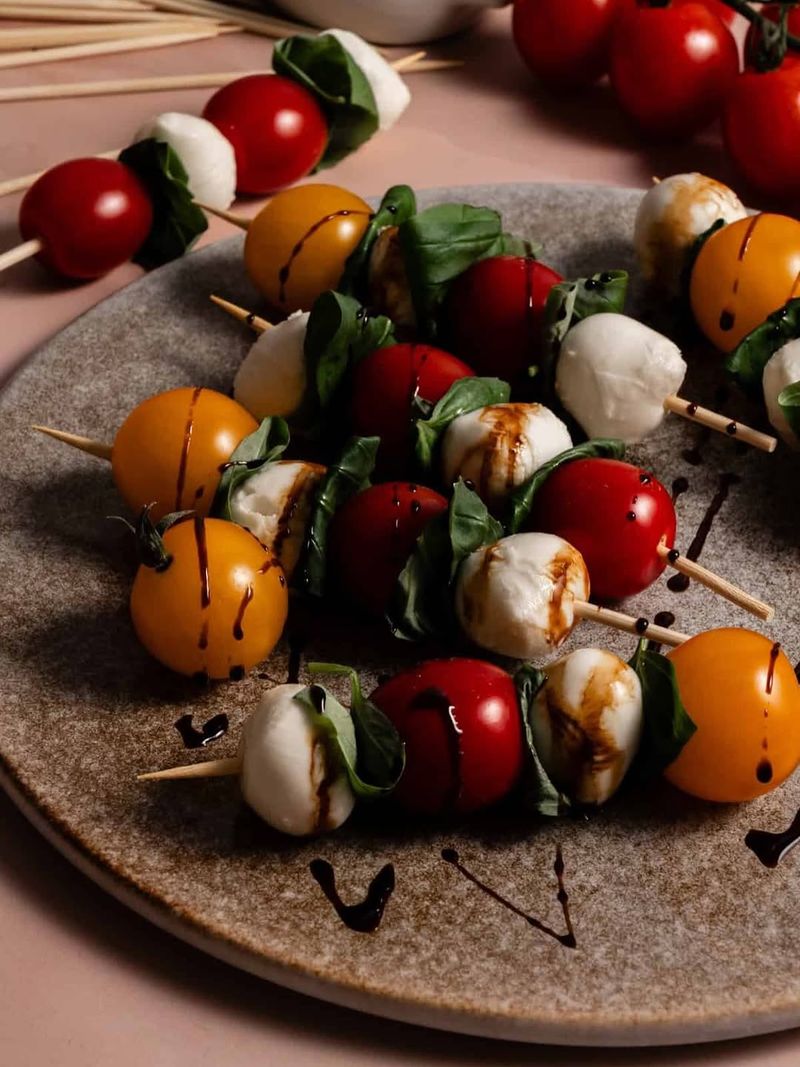 Caprese Skewers with Baguette Slices