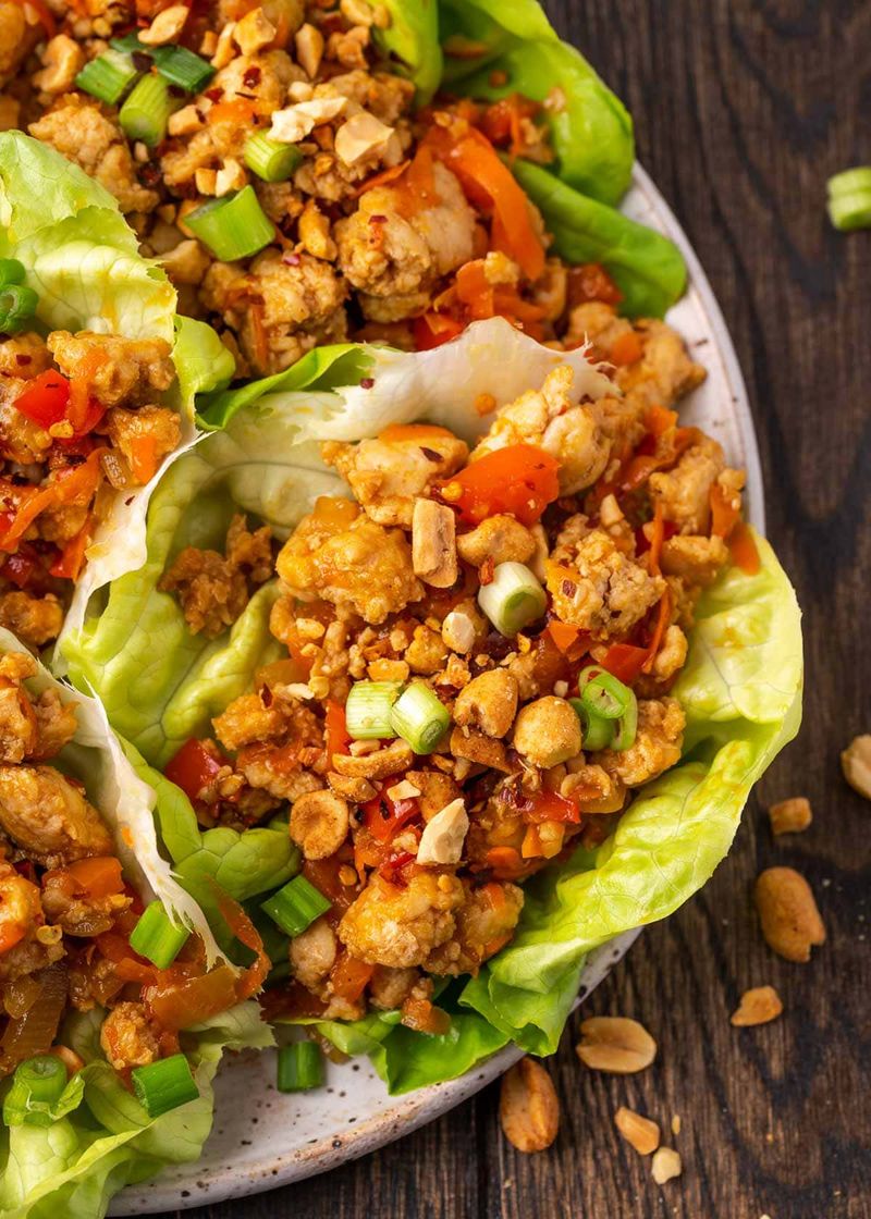 Asian-Inspired Lettuce Cup Wraps with Ground Chicken