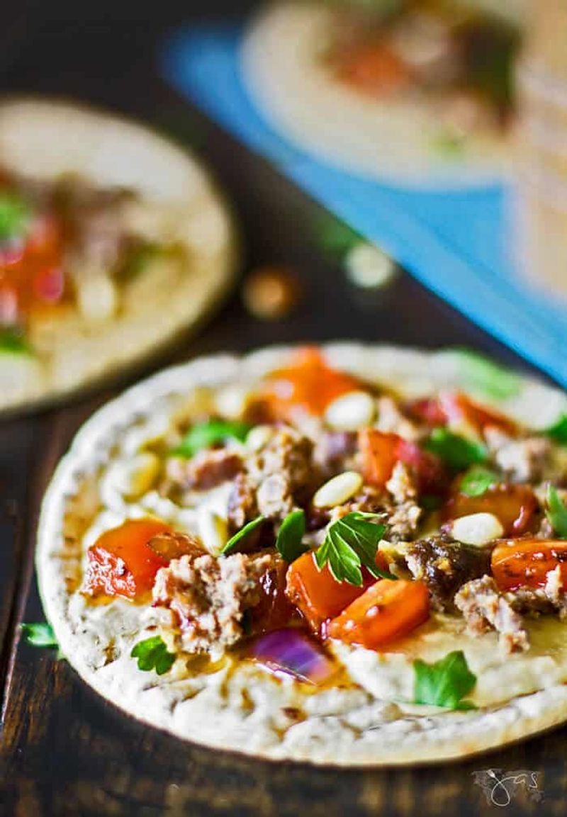 Hummus and Ground Lamb Flatbread