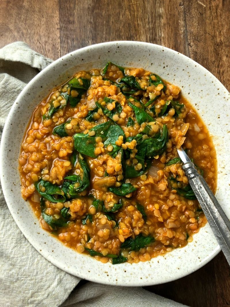 Warm Lentil and Spinach Stew