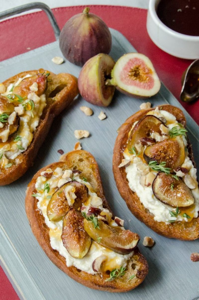 Ricotta Toast with Honey, Walnuts, and Figs