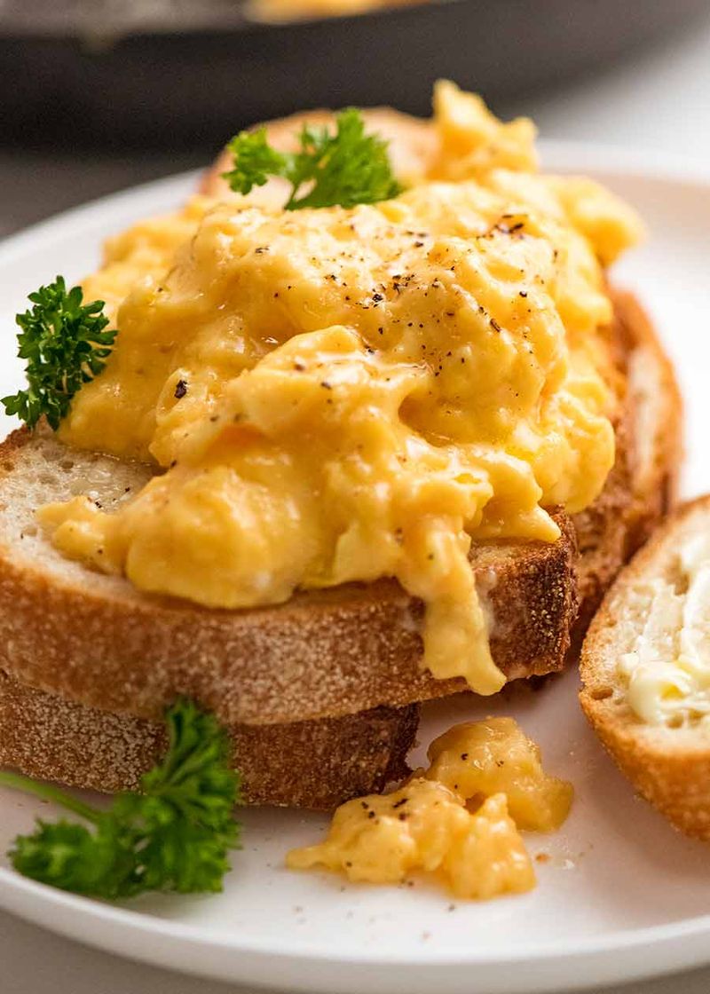 Soft Scrambled Eggs and Toast