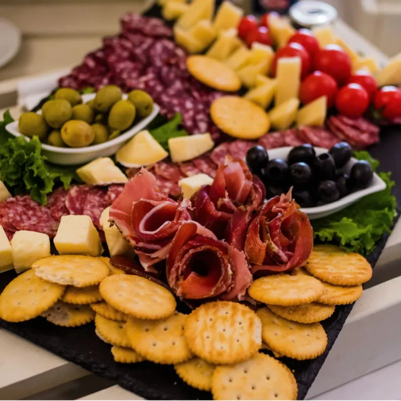 Cheese and Crackers with Salami