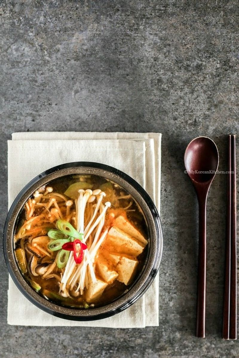 Doenjang Guksu (Fermented Soybean Paste Noodle Soup)