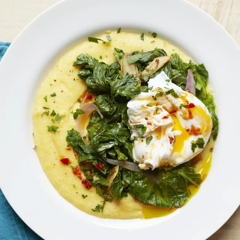 Polenta Bowl with Soft-Poached Egg and Greens