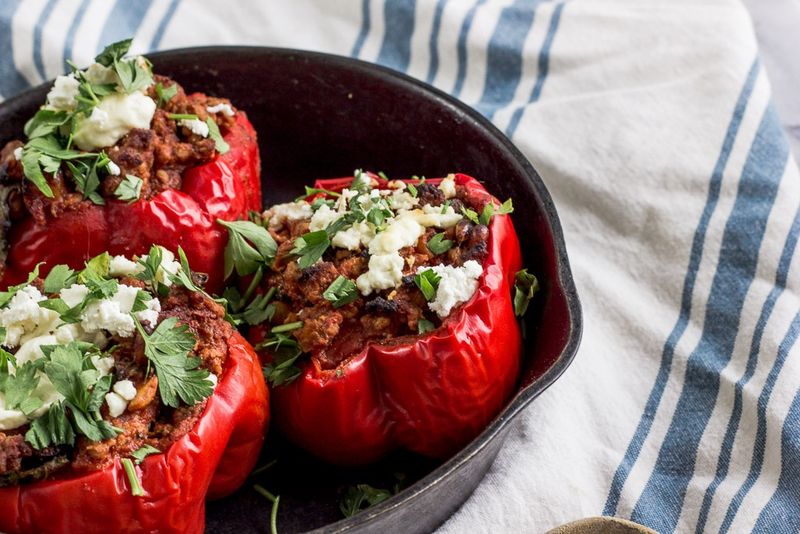 Moroccan Stuffed Peppers with Spiced Rice