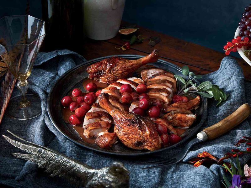 Whole Roasted Duck With Cherry Sauce