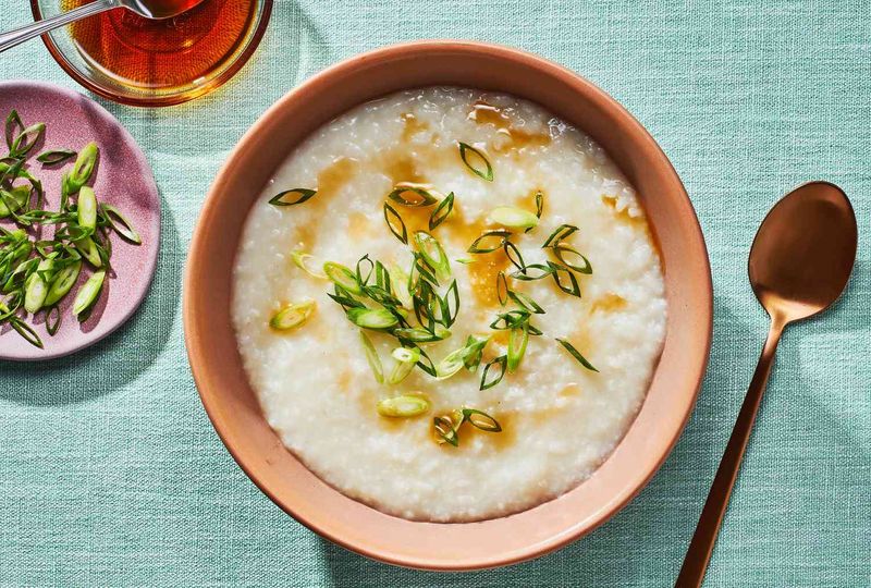 Chinese Congee with Ginger and Scallions