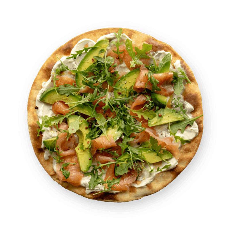Smashed Avocado and Leftover Salmon Flatbread