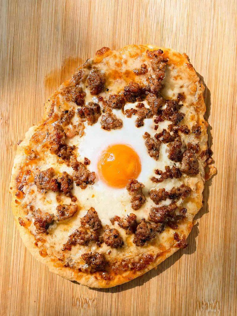 Egg and Leftover Potato Breakfast Flatbread