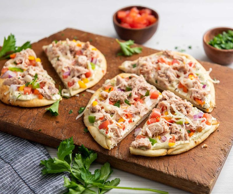 Tuna Melt Flatbread with Leftover Veggies