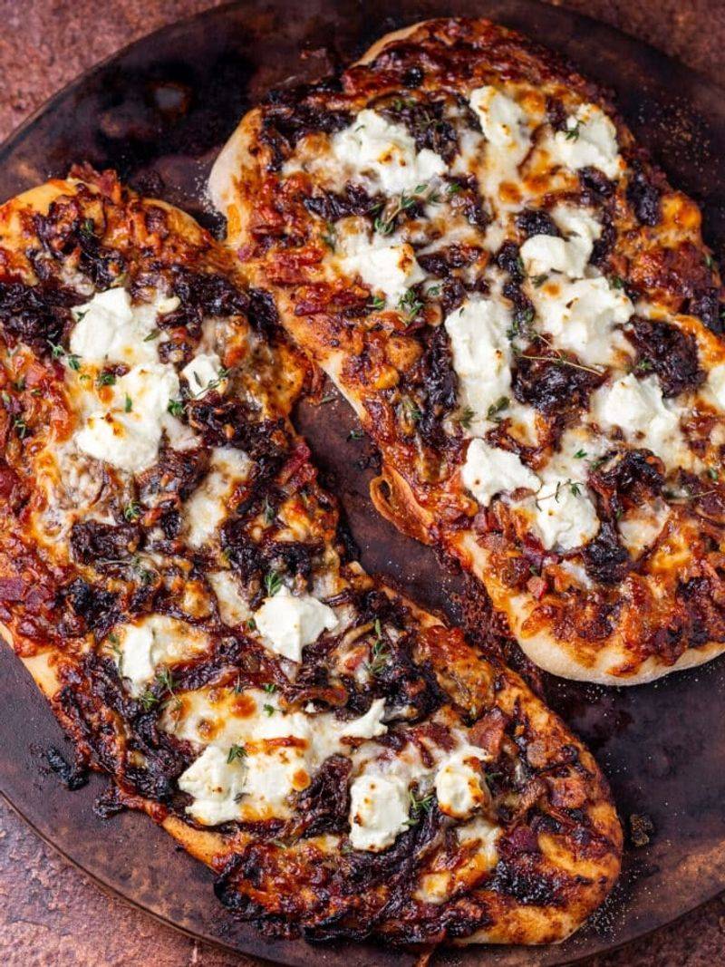 Caramelized Onion and Leftover Cheese Flatbread