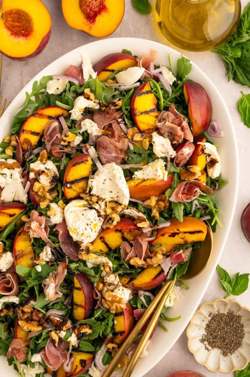 Peach and Arugula Salad with Prosciutto
