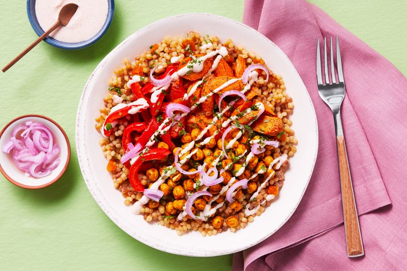Chickpea and Roasted Red Pepper Couscous Bowl