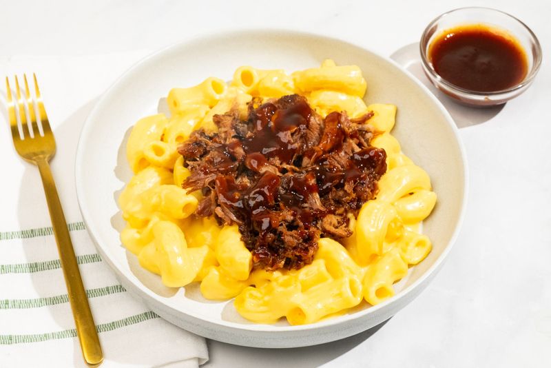 Pulled Pork and Cheddar Ravioli with BBQ Drizzle
