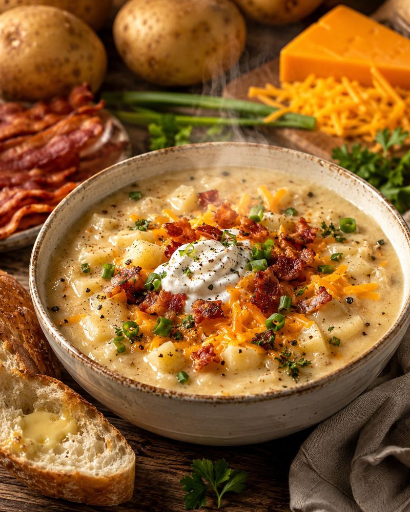 Potato Soup + Sharp Cheddar and Chives