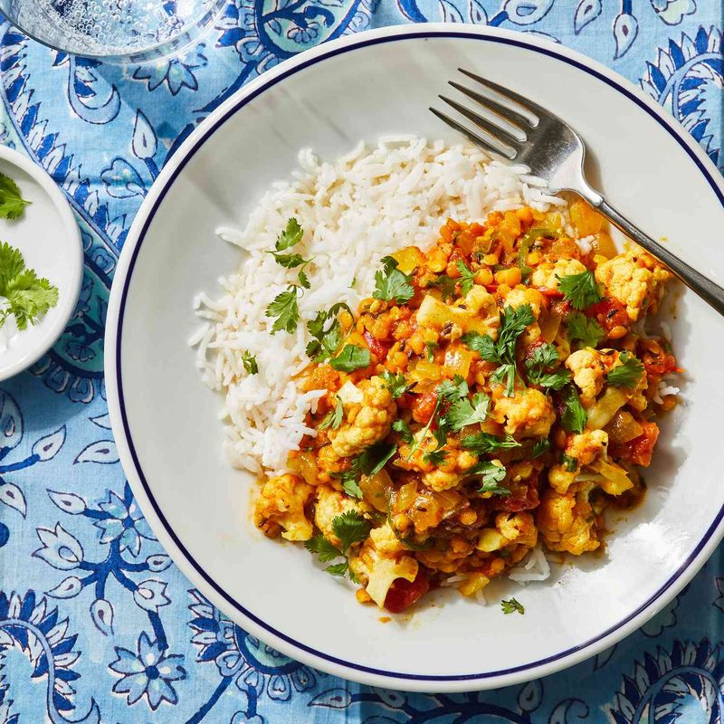 Curried Lentil and Cauliflower Bake