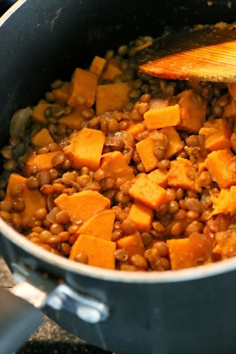 Smoky Lentil and Sweet Potato Bake